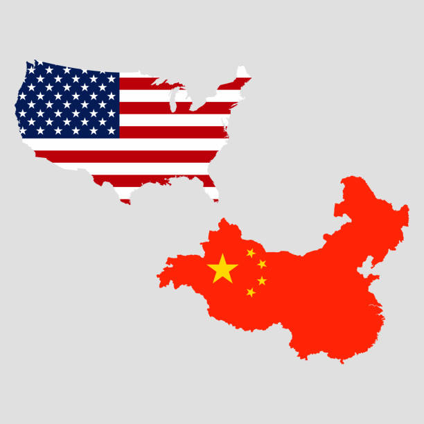 USA and China maps. Vector illustration. Grey back